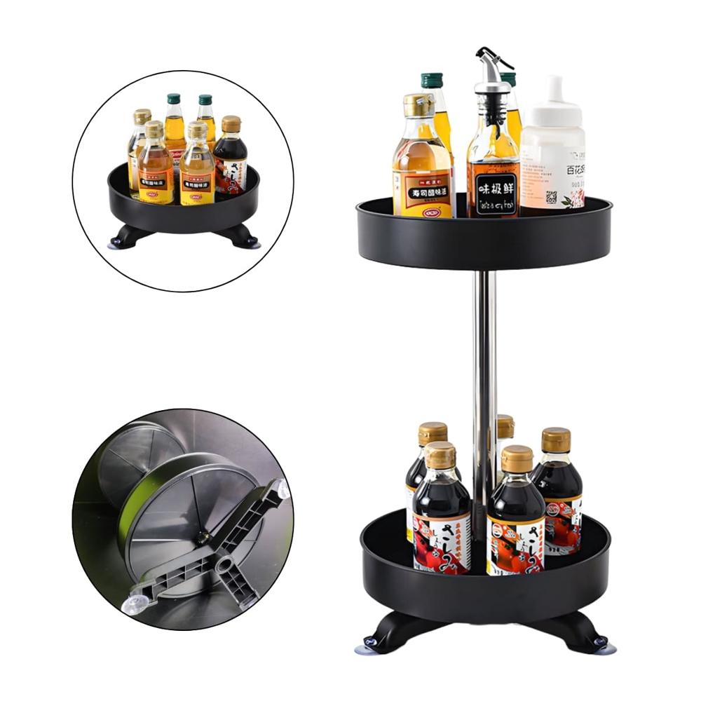 Organizador De Cocina Vertical Multiuso Giratorio 2 Niveles Negro 308NE01
