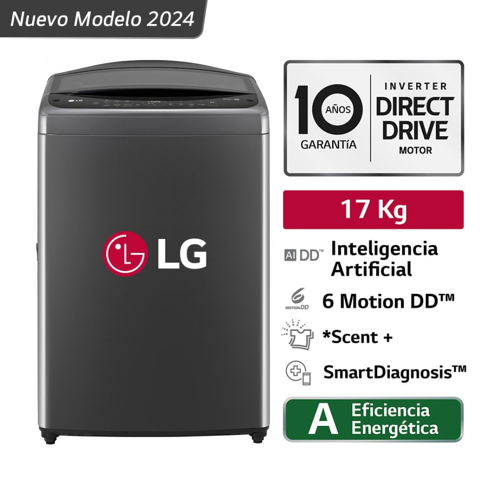 Lavadora LG WT17BV6T AI DD Carga Superior 17kg Negro