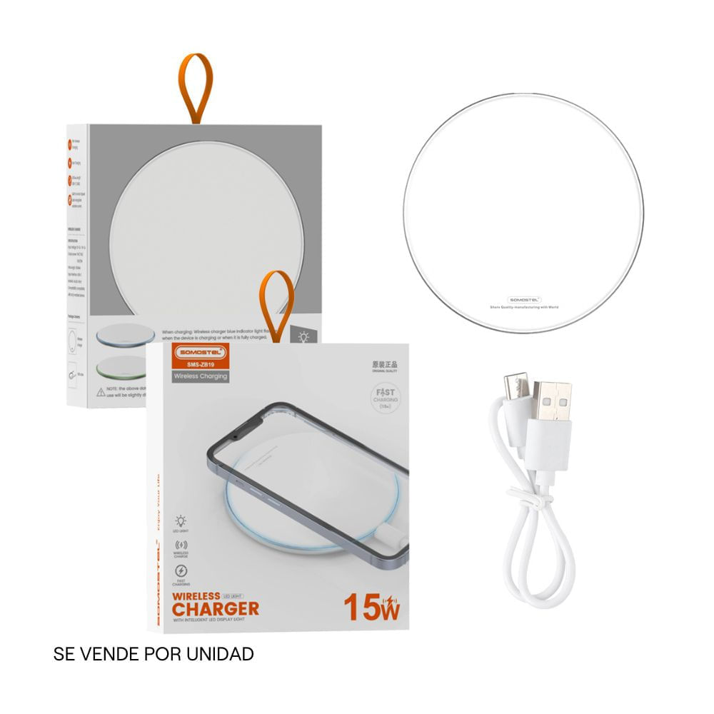 Cargador Inalámbrico Somostel 15W Blanco