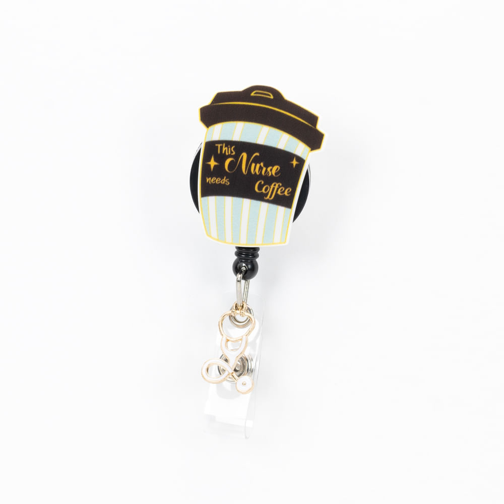 Carrete de Credencial con Clip Diseño Café