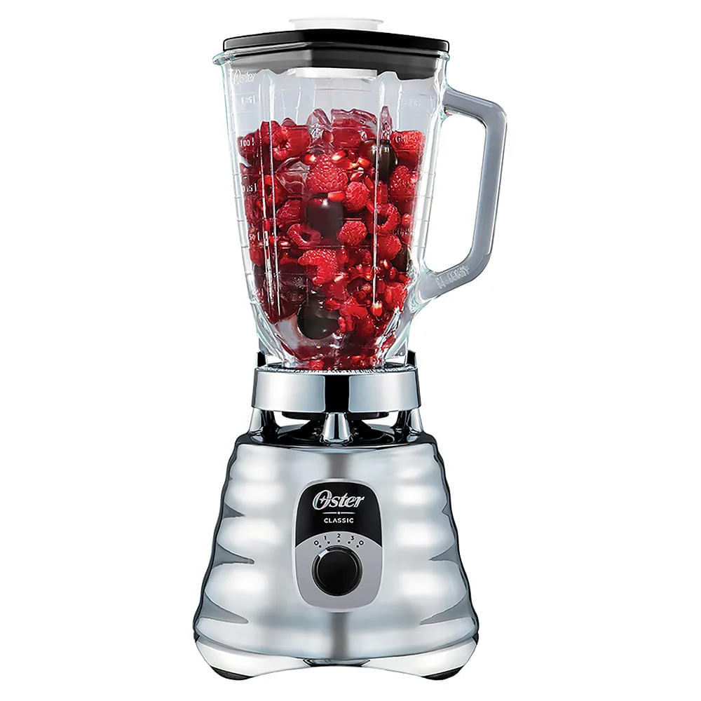 Licuadora clásica Oster cromada 3 velocidades con perilla ergonómica BLST4655