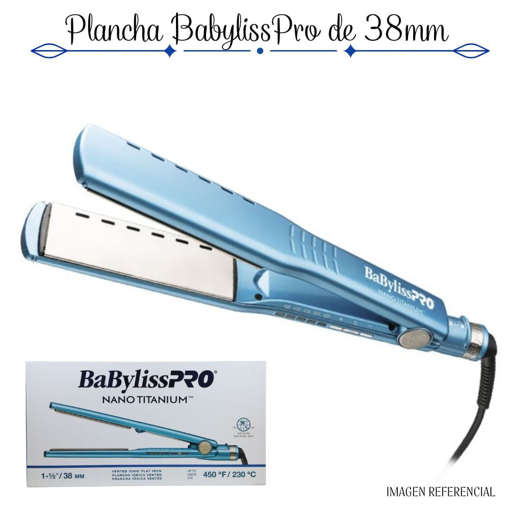 Plancha Alisadora Babyliss Pro Nano Titanium 38mm 1 1/2"" BNT4093TPE