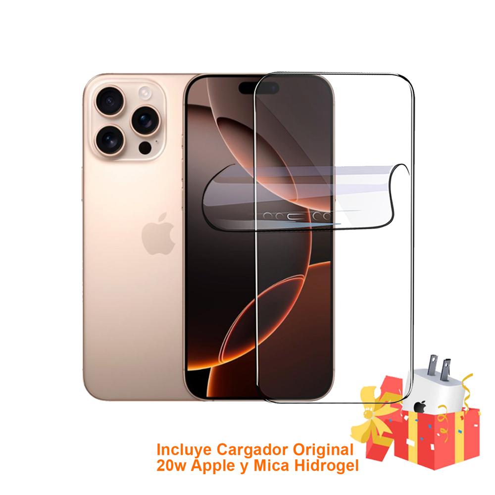 Apple Iphone 16 Pro Max 512Gb Esim Desert Titanium con Mica Hidrogel y Cargador 20w Originall