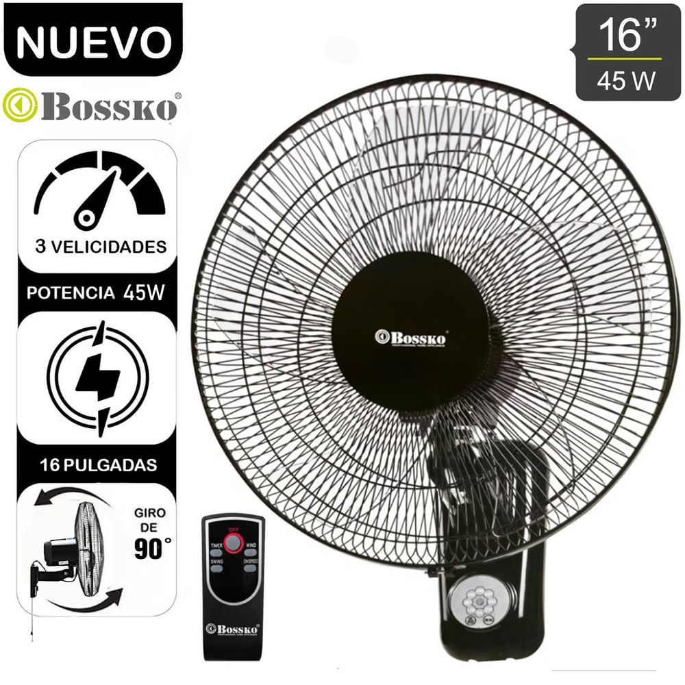 Ventilador de Pared Bossko Con Control Remoto BK-8452PD