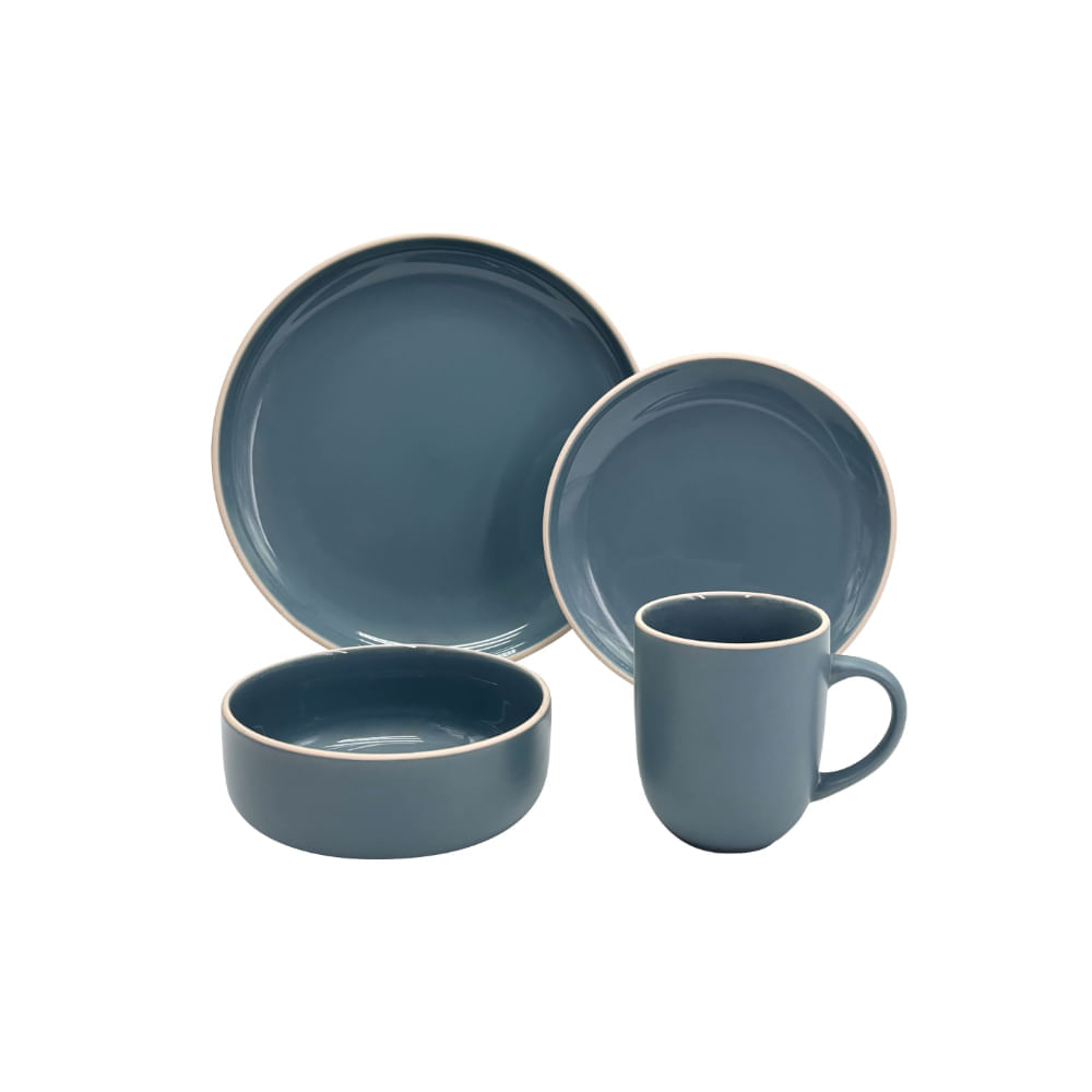 Juego de Vajilla Mate Celeste 16 Piezas