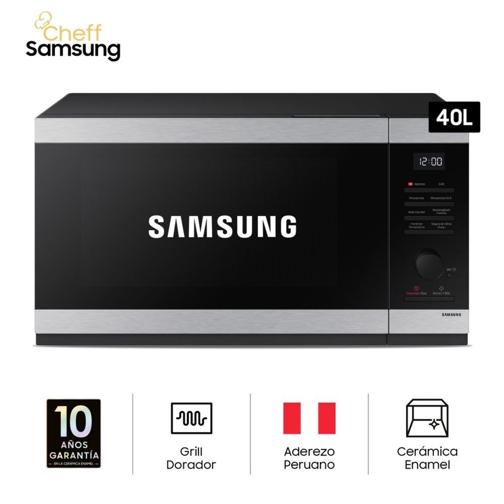 Microondas Cheff Samsung con Grill Dorador 40L MG40DG5524ATPE