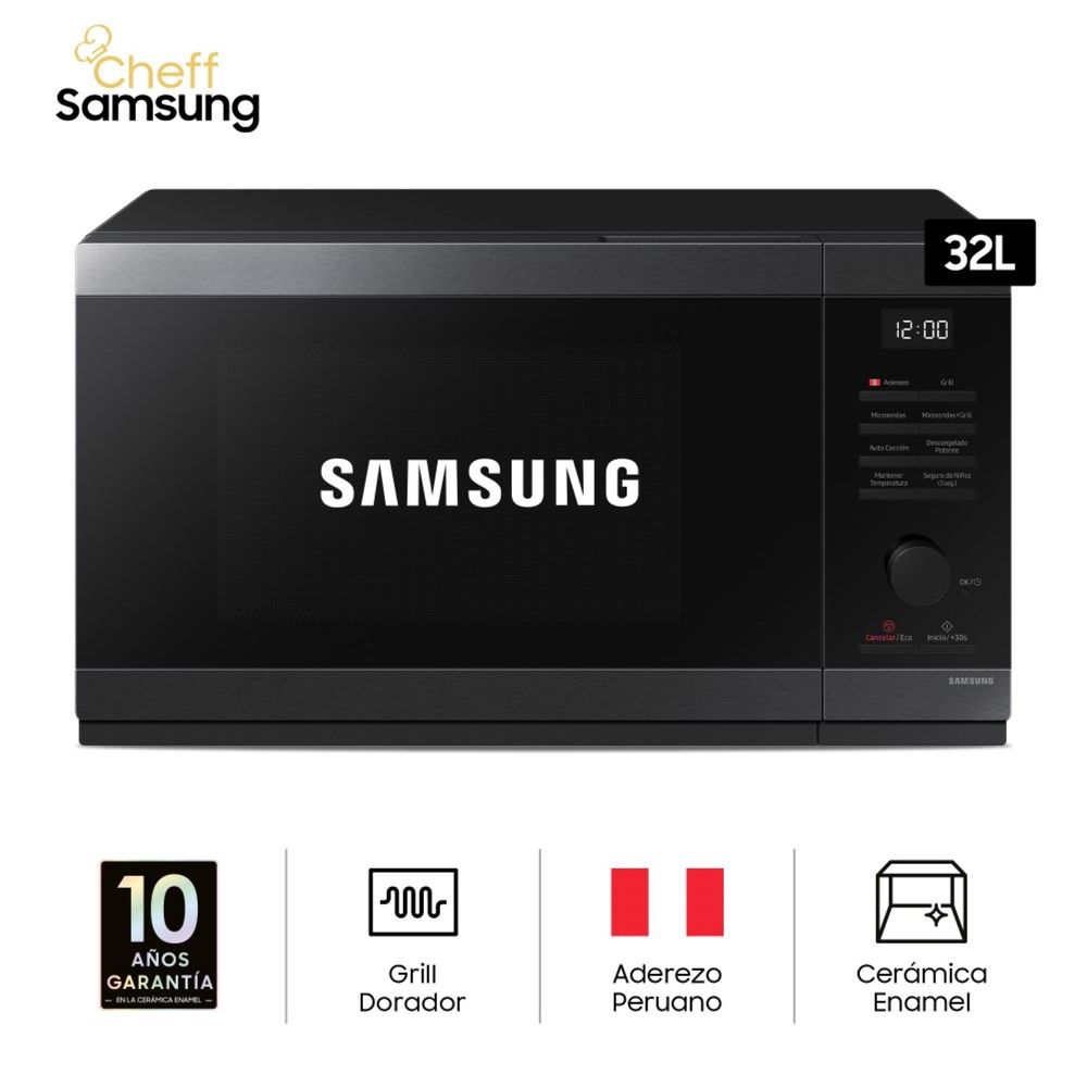 Microondas Cheff Samsung con Grill Dorador 32L MG32DG4524AGPE