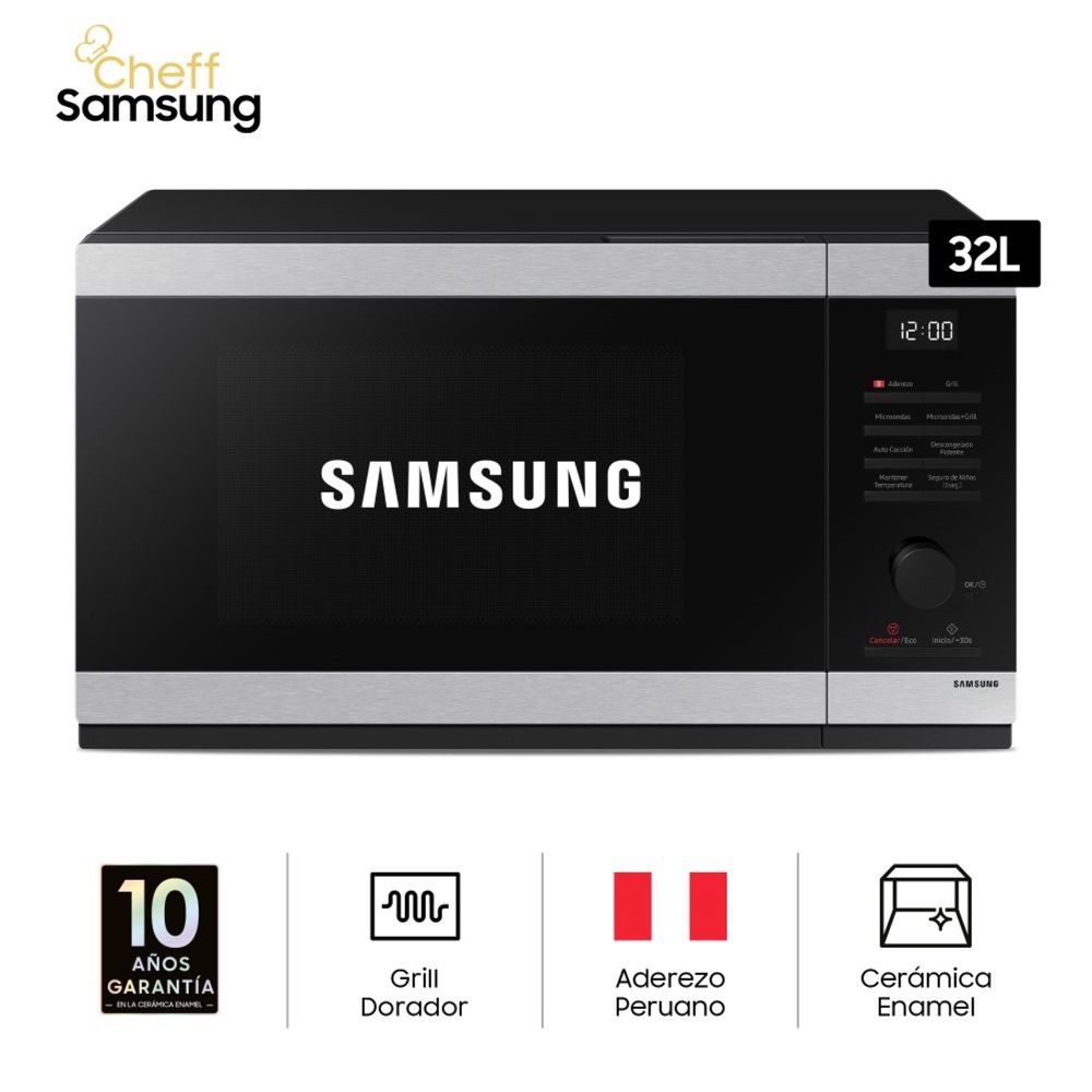 Microondas Cheff Samsung con Grill Dorador 32L MG32DG4524ATPE