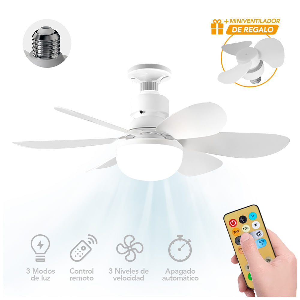 Foco Ventilador LED de 40W con Control K13 Y Ventilador GF0 de Regalo