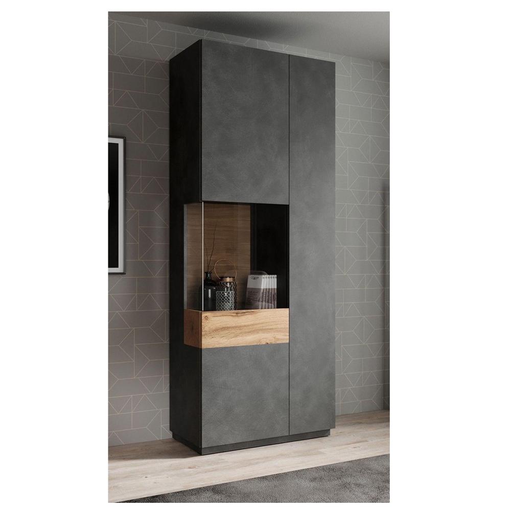 Vitrina-Alta-Moderna-TU-MESITA-Malabar-color-Gris-Oscuro-Roble-2-puertas Vitrina-Alta-Moderna-TU-MESITA-Malabar-color-Gris-Oscuro-Roble-2-puertas