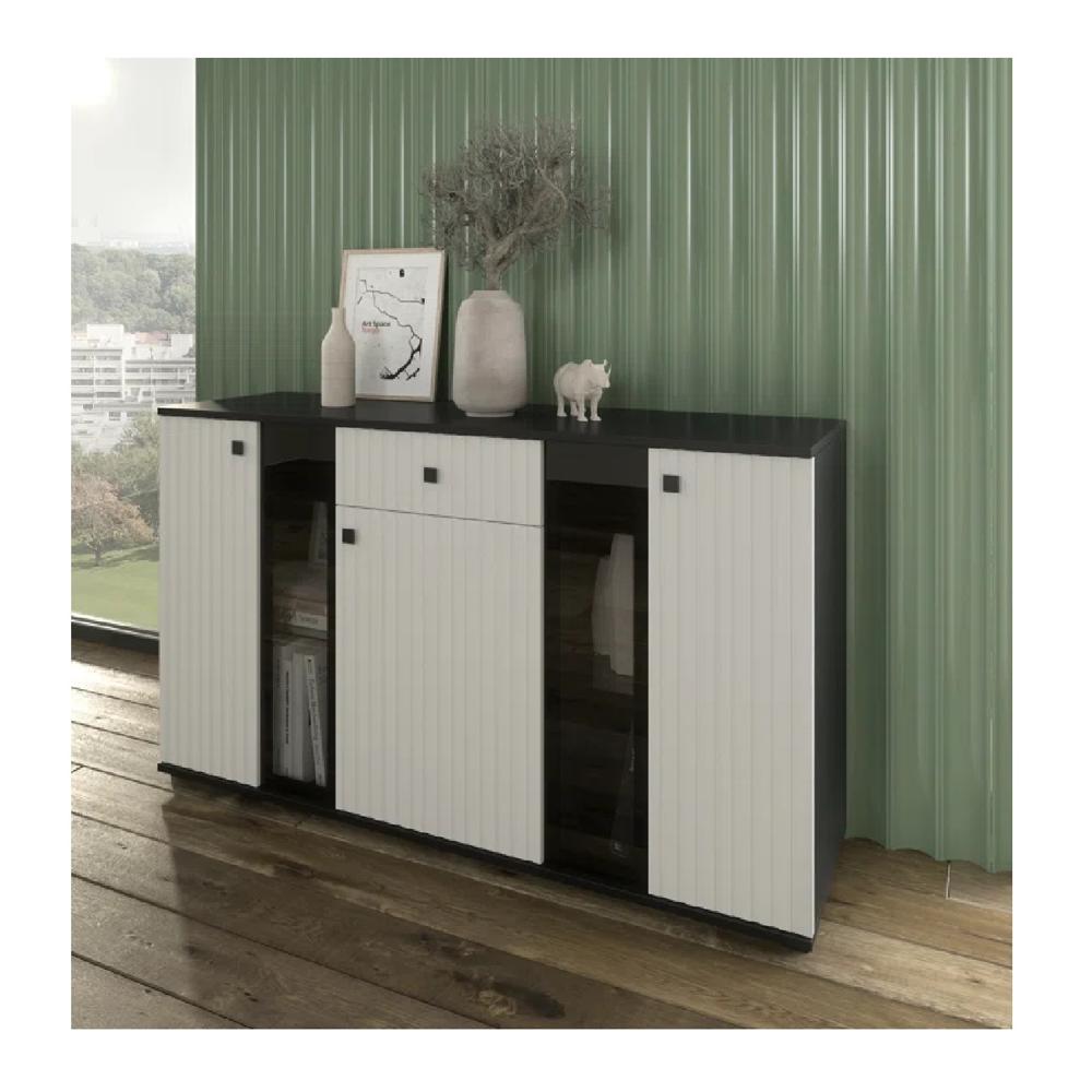 Aparador-Moderno-TU-MESITA-Morgan-color-Negro-Blanco-3-puertas-1-cajon Aparador-Moderno-TU-MESITA-Morgan-color-Negro-Blanco-3-puertas-1-cajon
