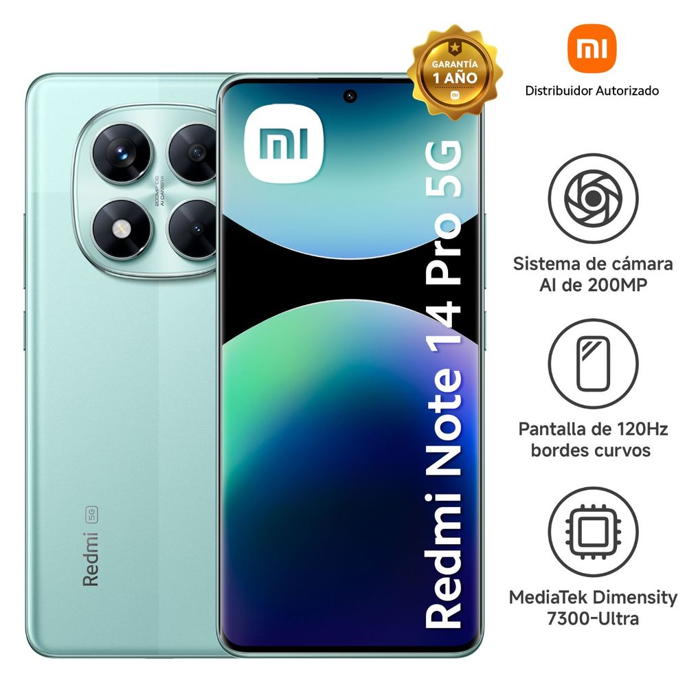 Celular Redmi Note 14 Pro 5G 8GB RAM 256GB ROM Verde Coral