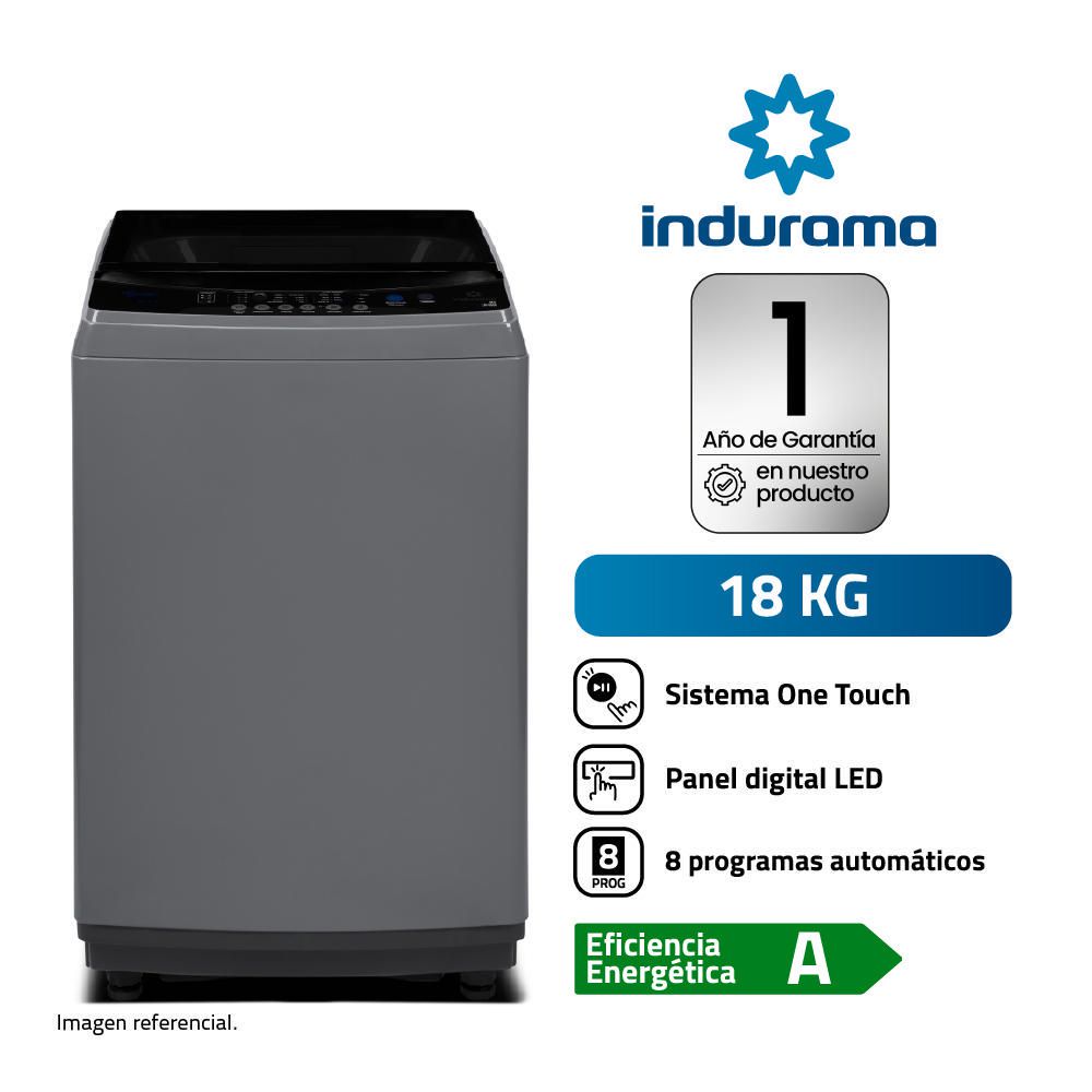 Lavadora Automática Indurama 18KG LRI-18DGR Gris Oscuro