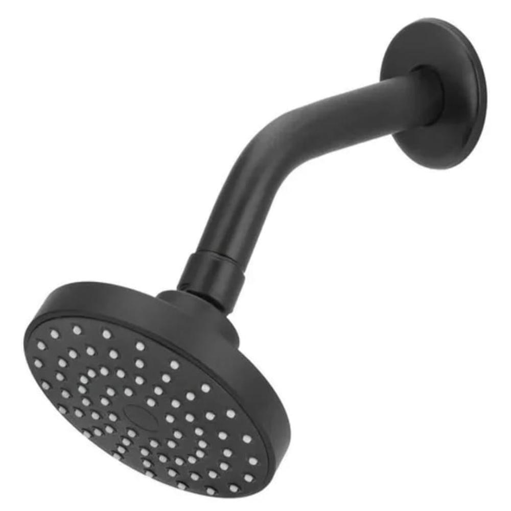 Cabezal de ducha redonda de 11cm ABS Negro Mate con brazo