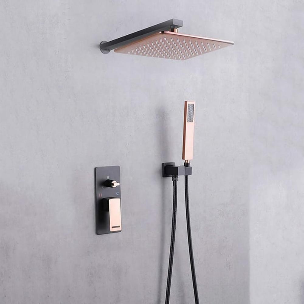 COMBO SET Mezcladora Monomando Ducha Completo BRATIA Oro Rosado Acero Inoxidable