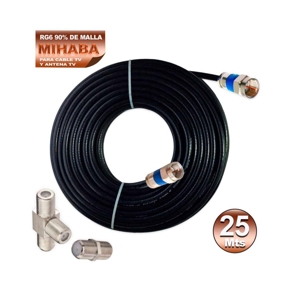 Cable para Amplificador de Señal TV 25Mts Armado Coaxial RG6 DIXON