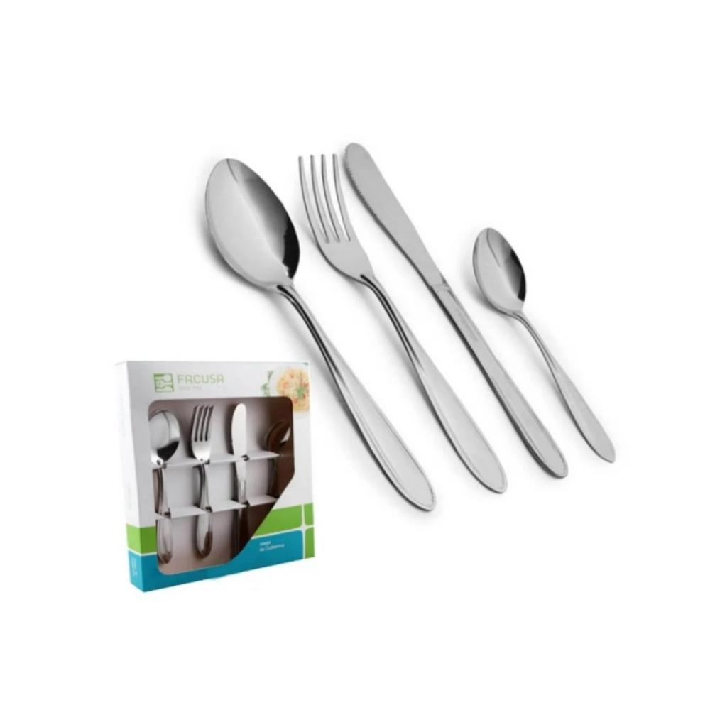 Set de Cubiertos FACUSA de Acero Inoxidable 16 Pz - Cuchara Tenedor Cuchillo