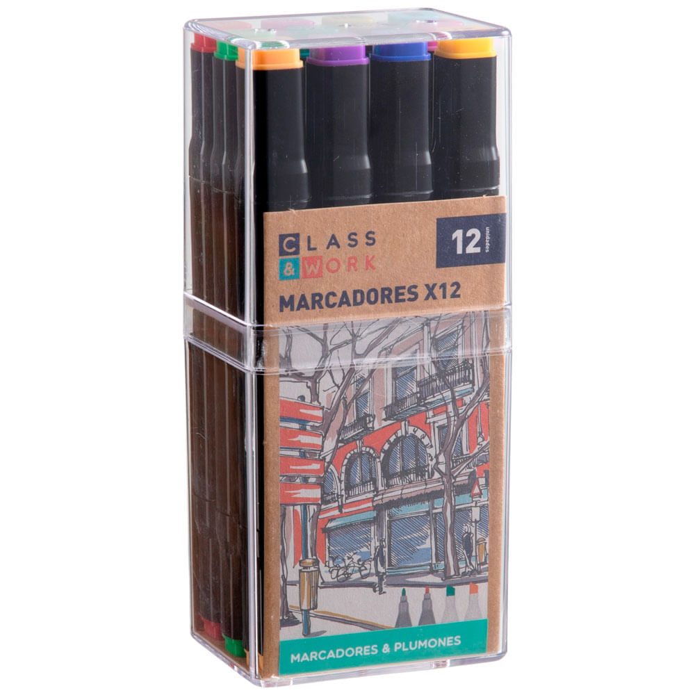 Estuche de Plumones CLASS&WORK 12un