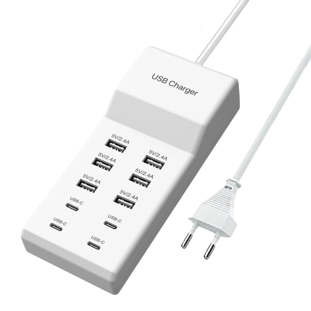 Cargador USB de 10 Puertos Carga Rápida Blanco HogarMás