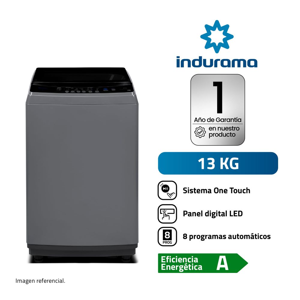 Lavadora INDURAMA Carga Superior 13 Kg LRI-13DGR Gris Oscuro