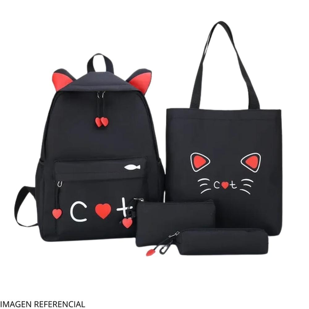 Pack Mochila en Gato Color Negro Oechsle