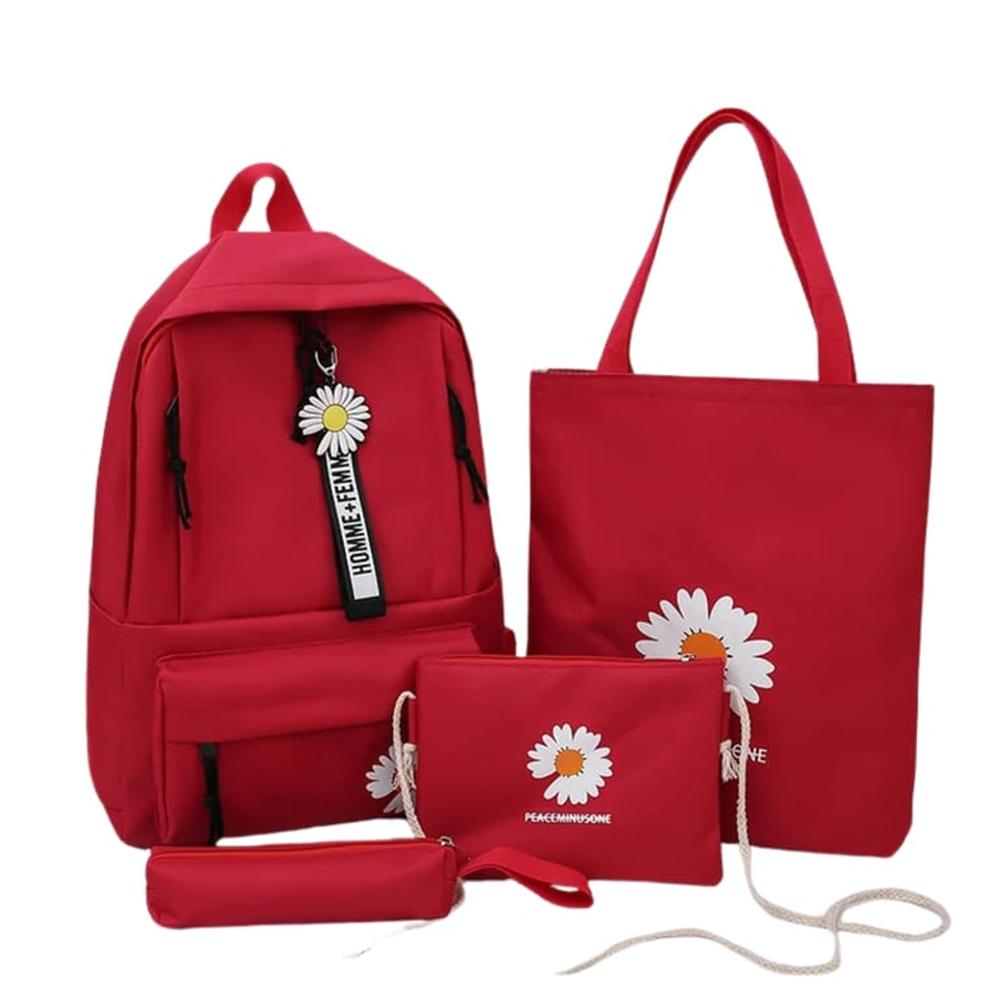 Pack Mochila  4 en 1 Flor Color Rojo