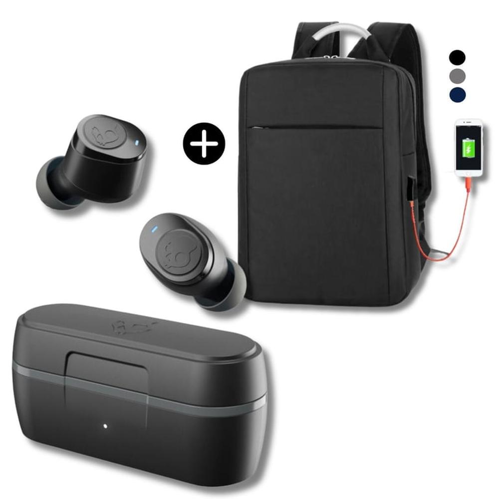 Audifono Bluetooth Skullcandy Jib True Wireless 5.0 Negro + Mochila