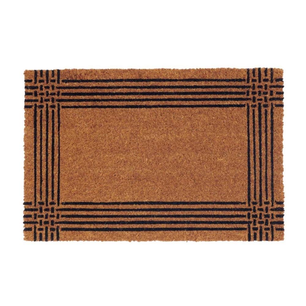 Felpudo de PVC y Coco Diseño Rayas Marrón/Negro 40x60cm Orange