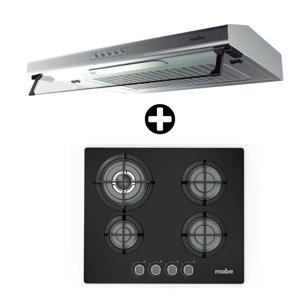 COMBO Mabe: Cocina Empotrable Negra 60 PM6045GV0 + Campana extractora Cmu6020Pi0 60cm