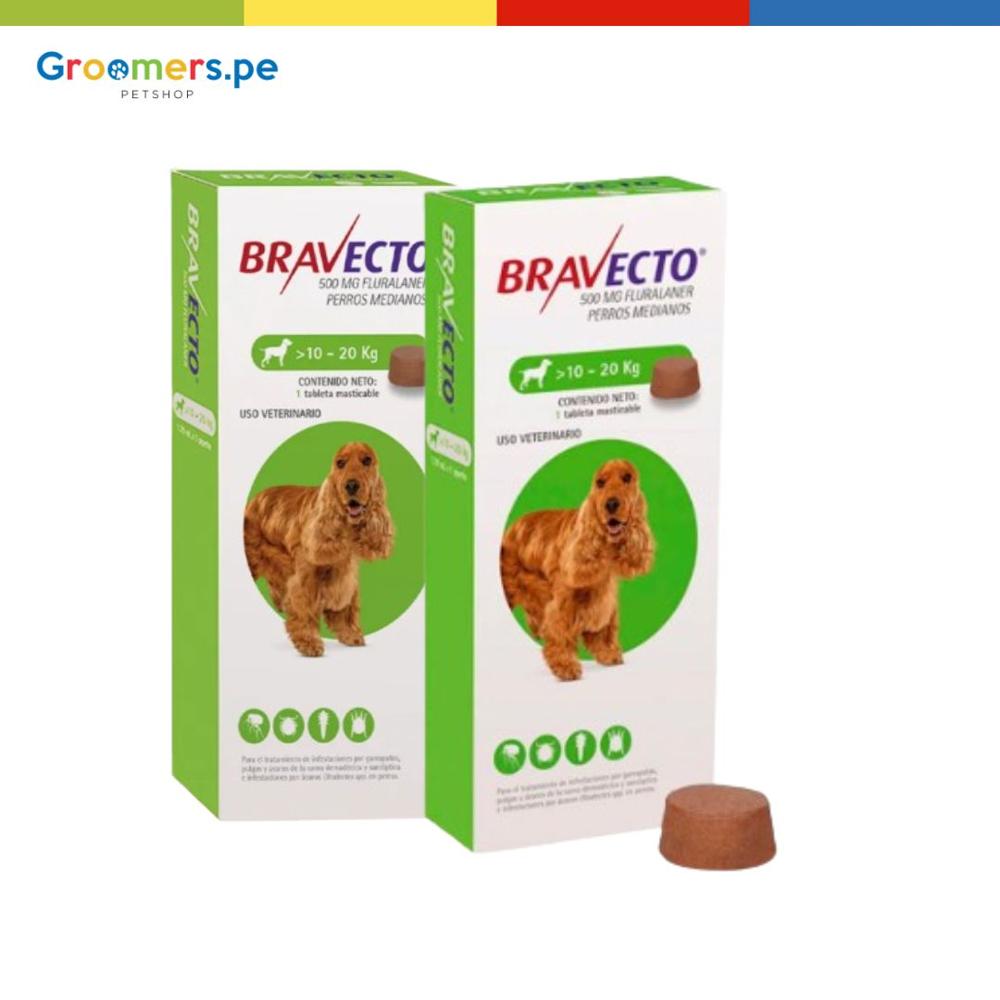 Antipulgas Para Perro Bravecto 500 Mg 10-20 Kg Pack X2