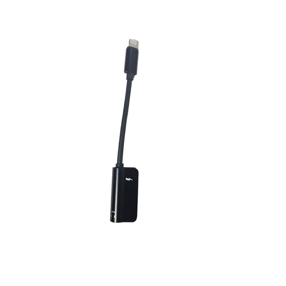 Cable Negro de Carga de Audio 2 En 1 Lightning