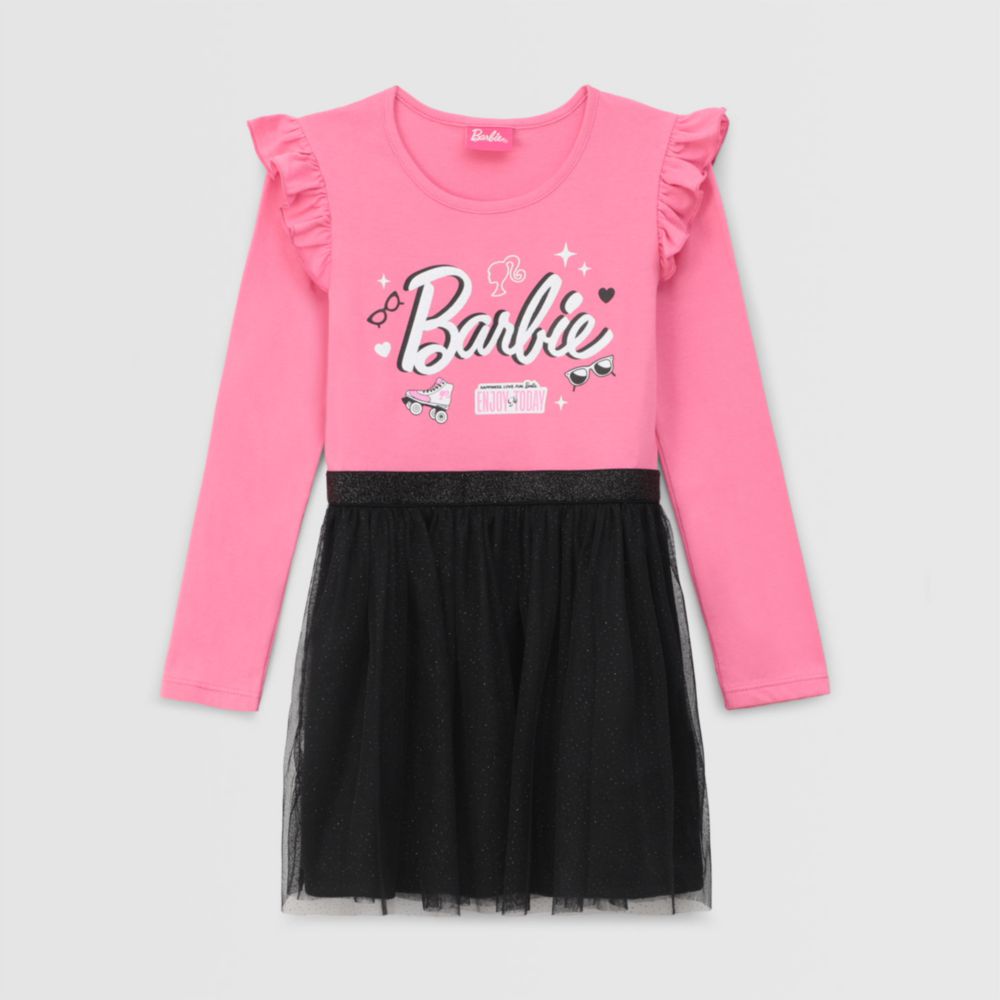 Rosa Vestidos Para Niñas Marca Barbie Vestido Barbie Manga