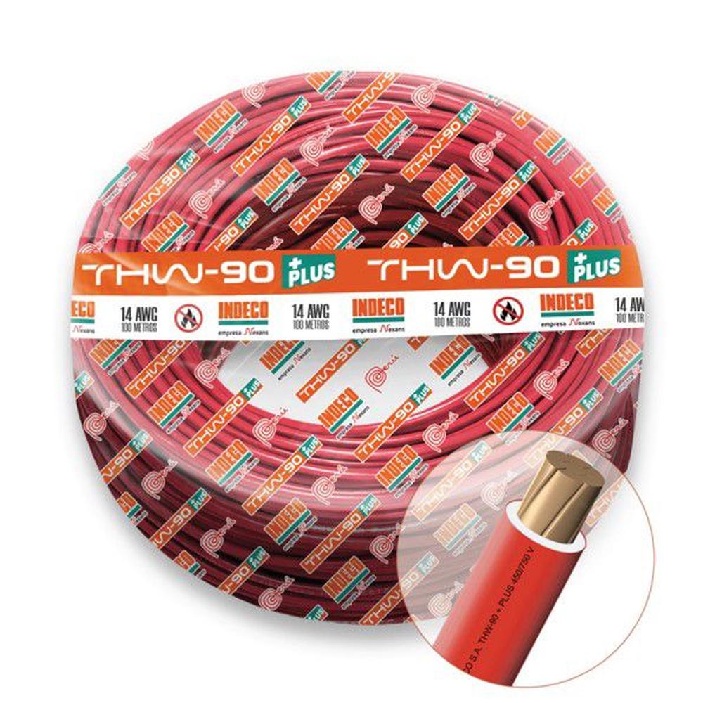 CABLE THW-90 PLUS 450/750V 14 AWG INDECO - Rojo - 100 Metros
