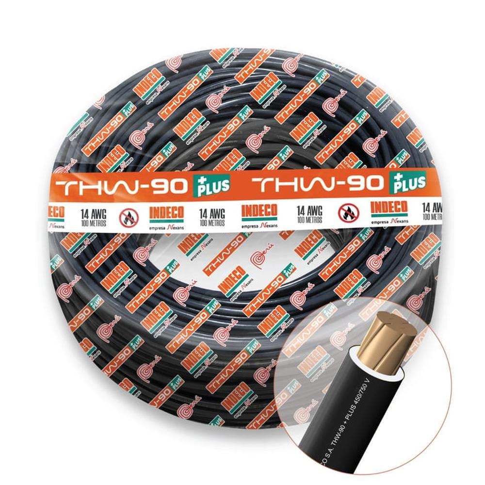 CABLE THW-90 PLUS 450/750V 14 AWG INDECO - Negro - 100 Metros