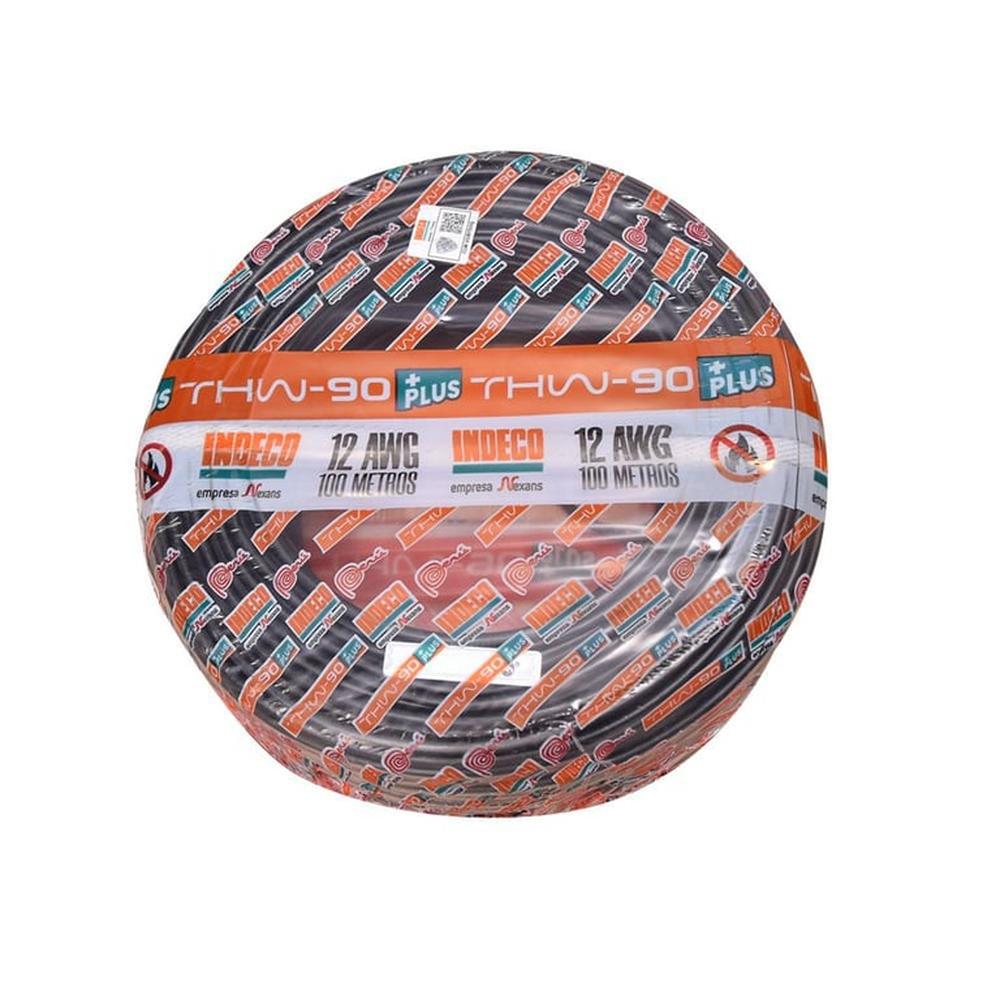 CABLE THW-90 PLUS 450/750V 12 AWG INDECO - Negro - 100 Metros