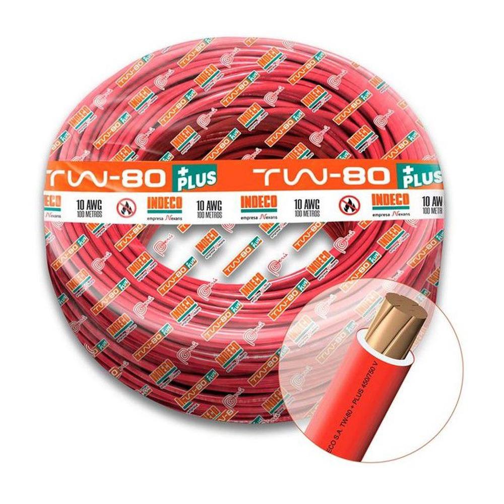 Cable Tw-80 Plus 450/750V 10 Awg Indeco - Rojo
