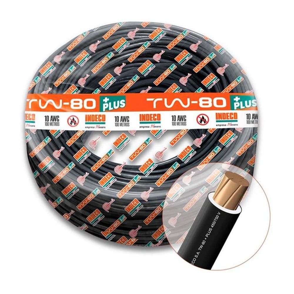 Cable Tw-80 Plus 450/750V 10 Awg Indeco - Negro