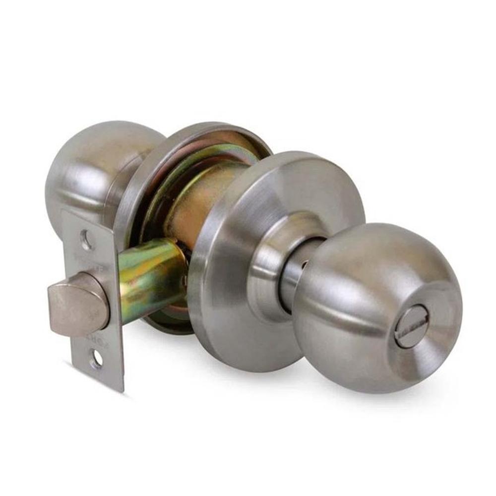 Cerradura T/Bola C/Botón Satinado p/Dormitorio C/Llave C&A
