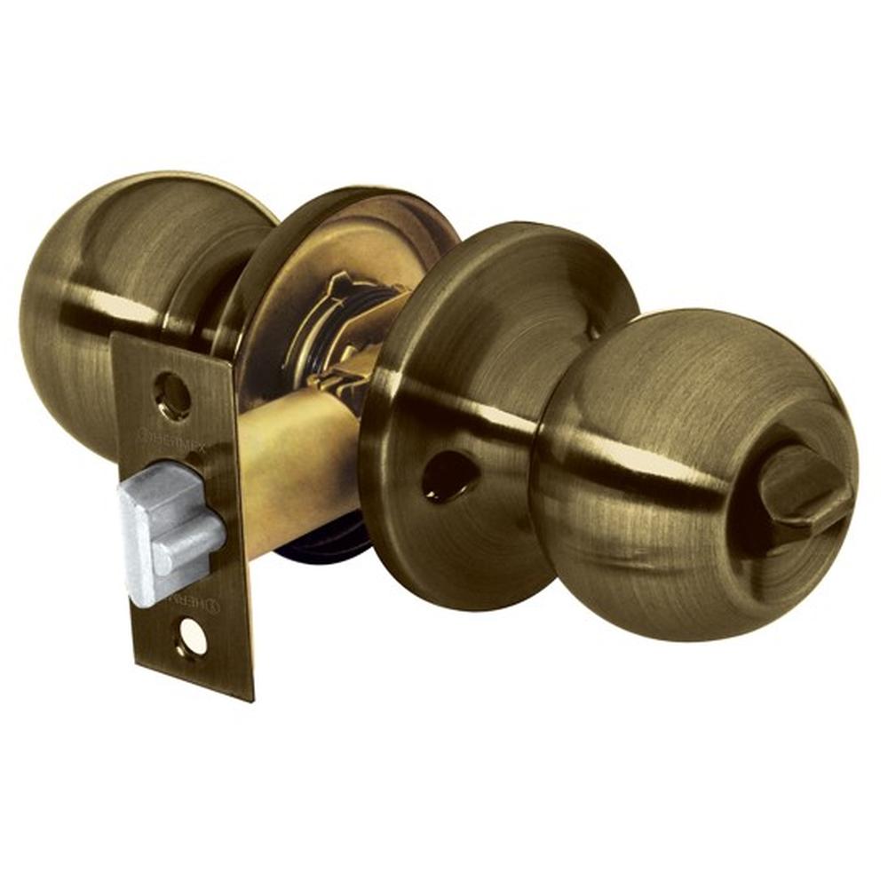 Cerradura T/Bola C/Botón Bronce p/Dormitorio  C/Llave C&A