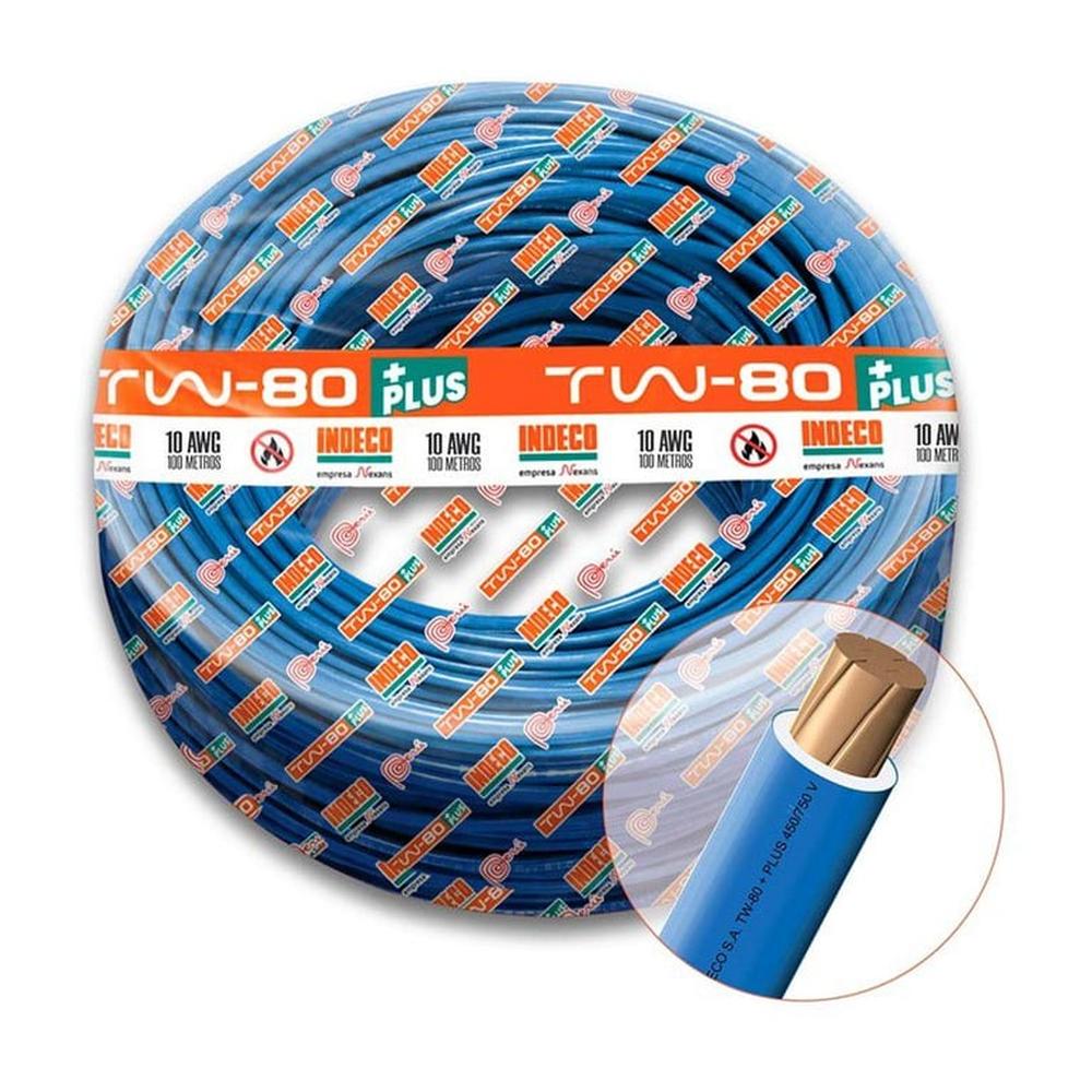 Cable Tw-80 Plus 450/750V 10 Awg Indeco - Azul