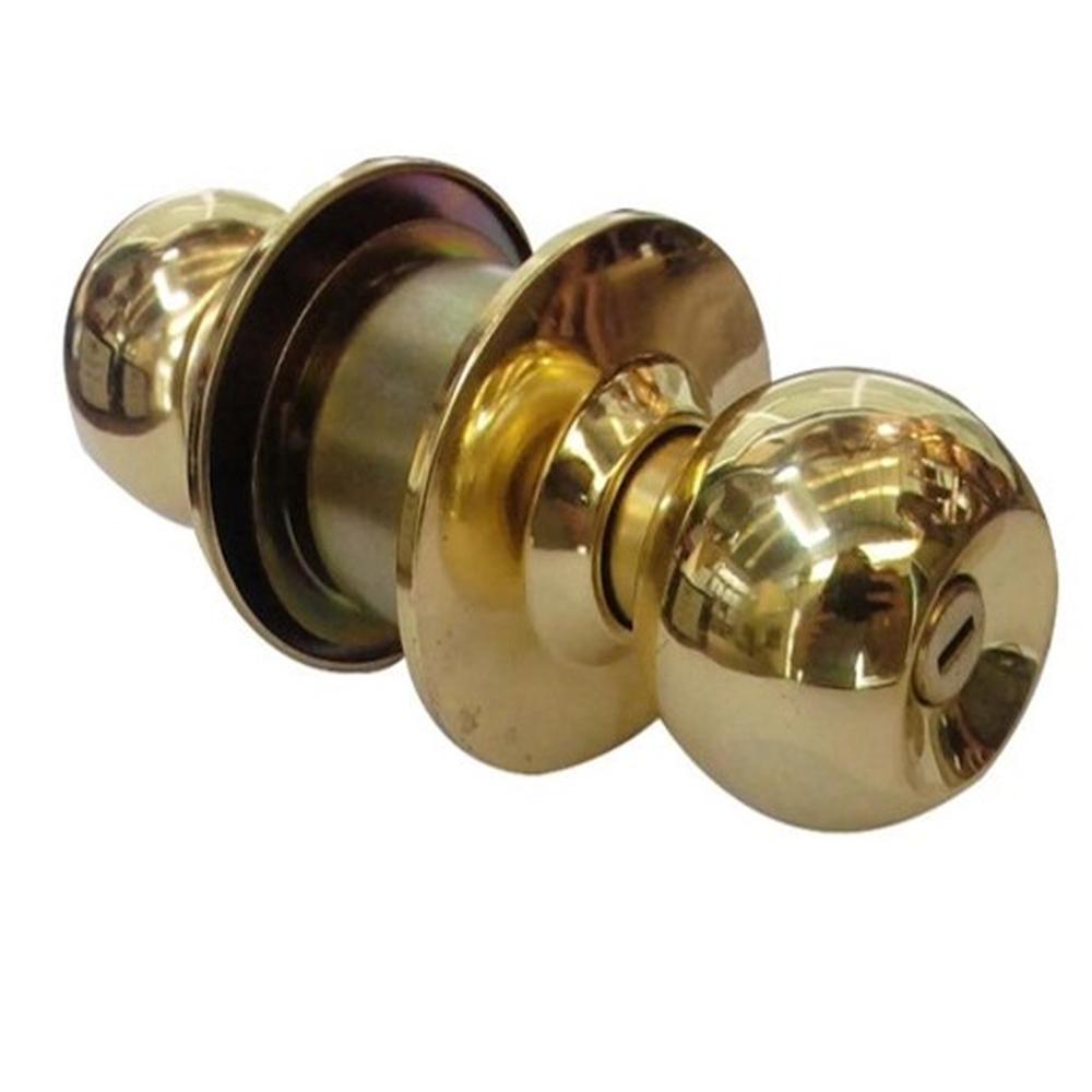 Cerradura T/Bola C/Botón Dorado p/Dormitorio C/Llave C&A