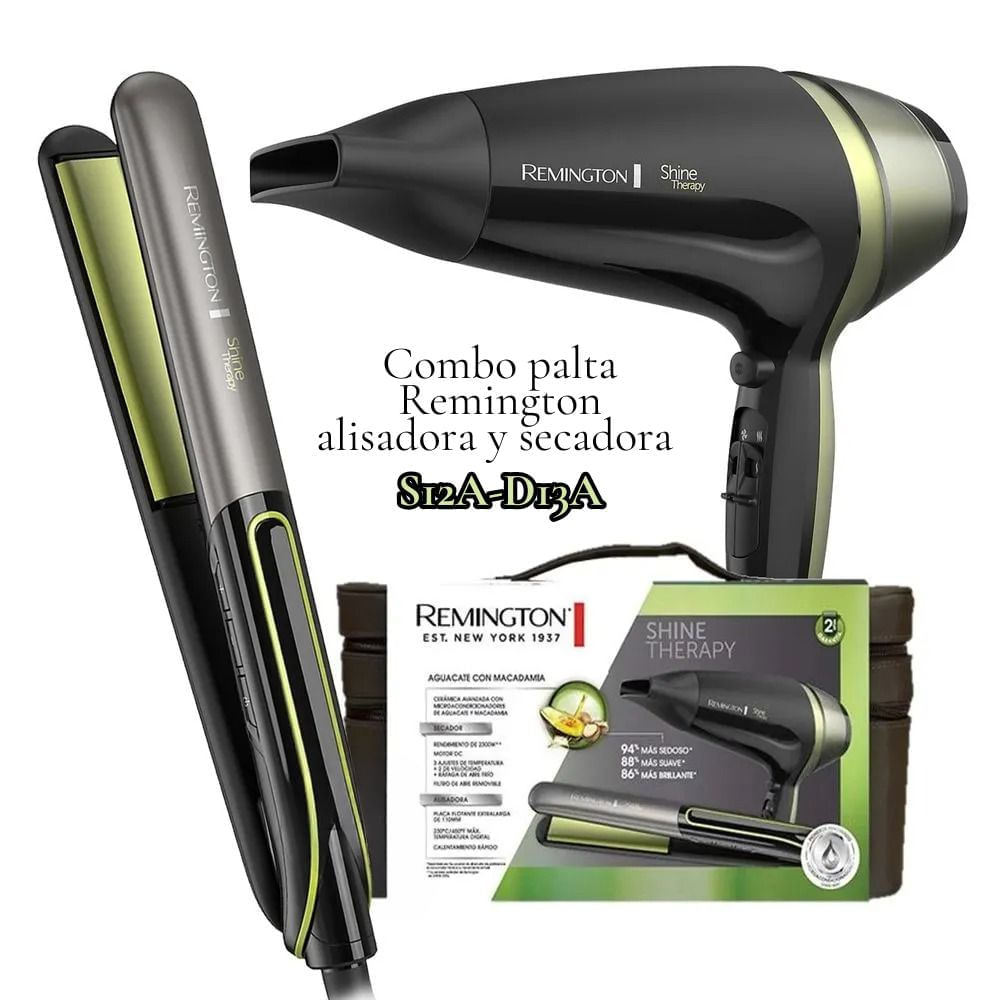 SECADORA DE CABELLO REMINGTON + PLANCHA ALISADORA REMINGTON MACADAMIA S12A - COMBO REMINGTON