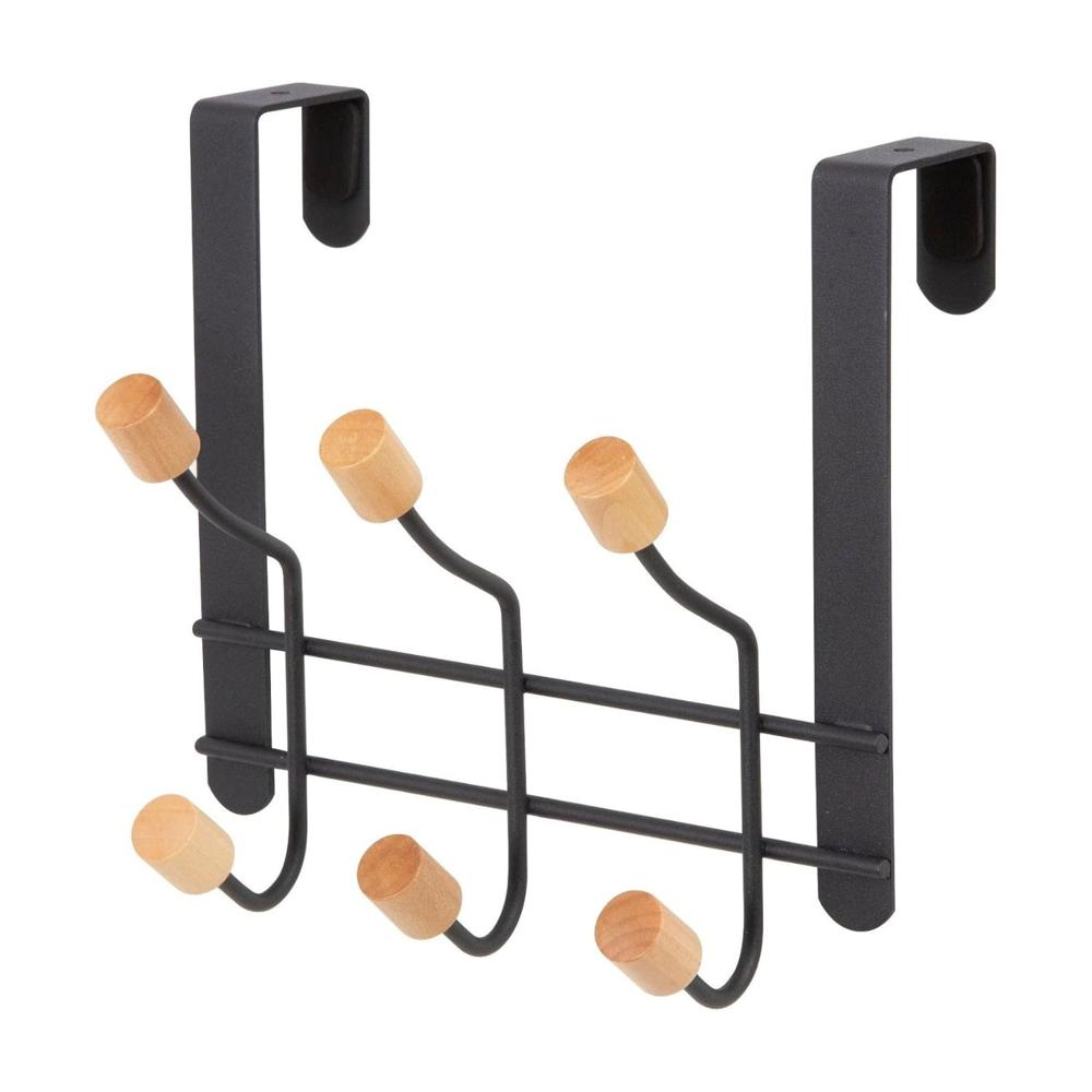 Colgador para Puerta de 6 Ganchos Negro