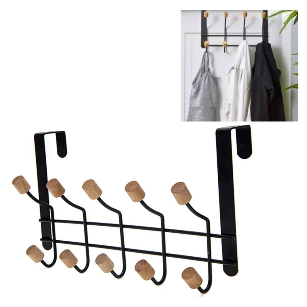 Gancho de 10 Puntas para Puertas Negro