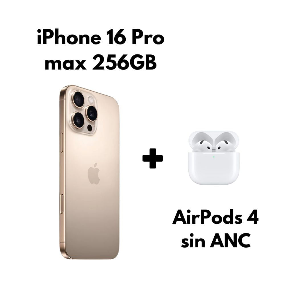 Iphone 16 pro max 256GB eSim Desert Titanium+ Airpods de 4 Generación Sin ANC