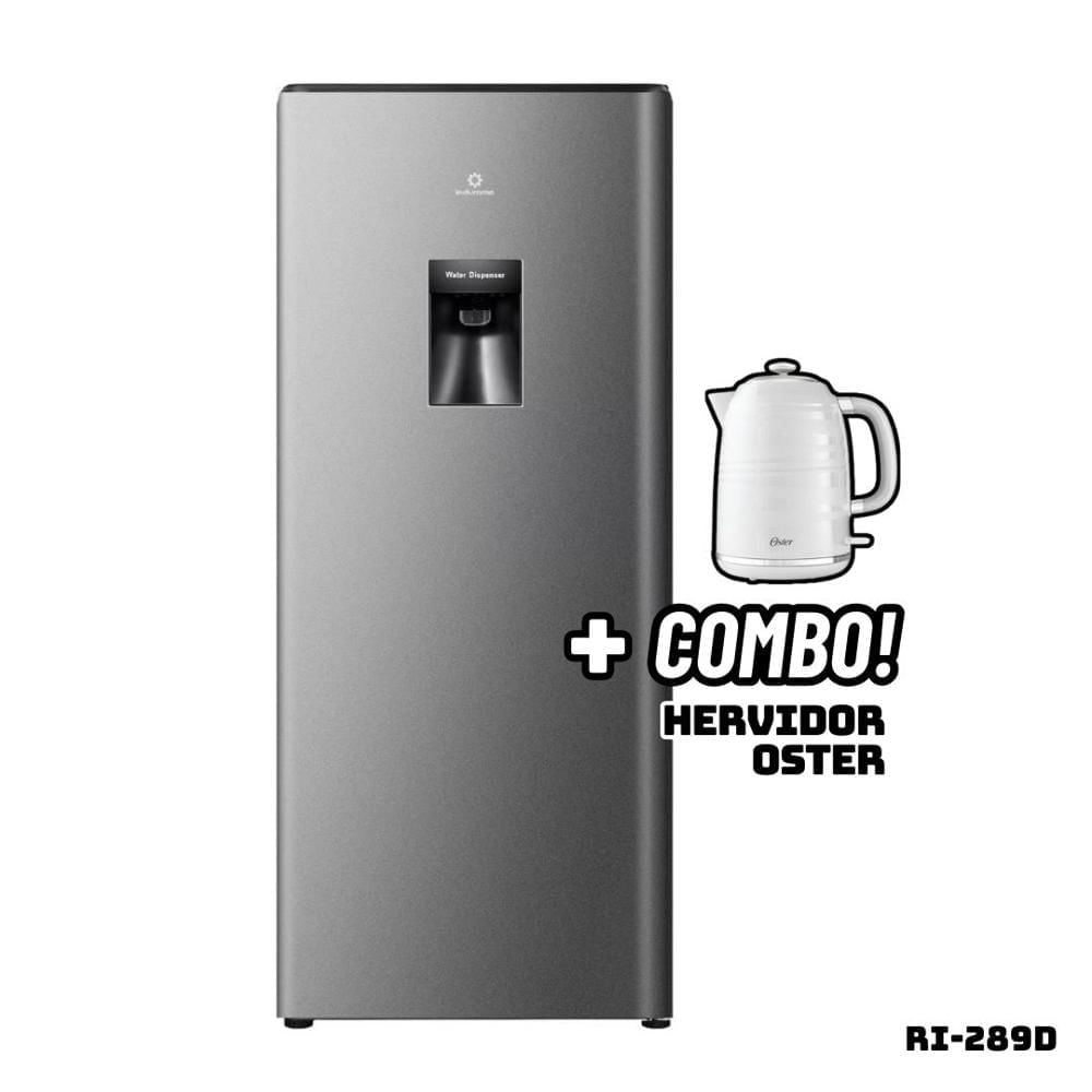 Refrigeradora INDURAMA 177 L Con DISP De Agua Plateado RI-289D + Hervidor OSTER Blanco