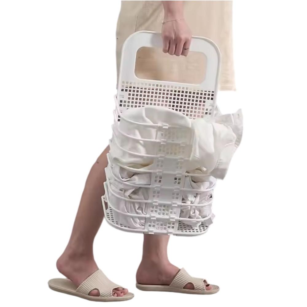 Cesta para Ropa Plegable Blanco