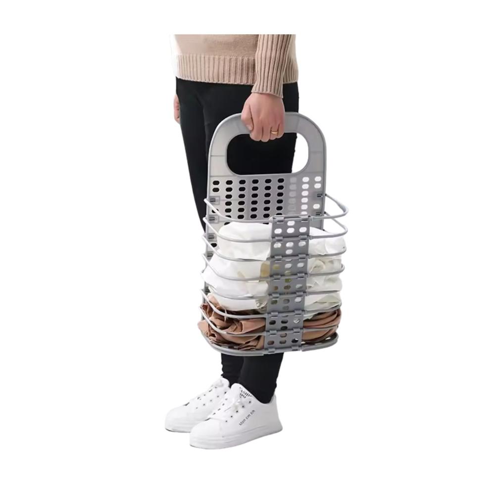 Cesta para Ropa Plegable Gris