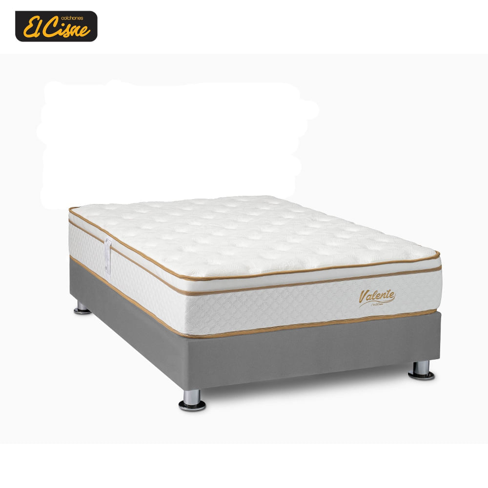 Cama Americana Valente Queen Gris + 2 almohadas viscoelastic