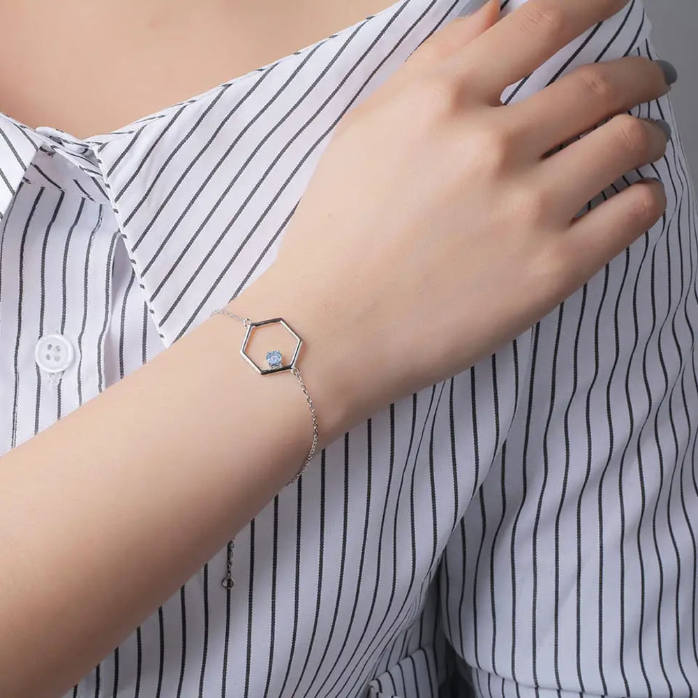 Pulsera Hexagonal Prisma Eterno - Plata 925